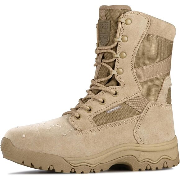 ⚡ Men's Dark Tan Combat Suede Leather Lightweight Military Work Desert Boot - Picture 1 of 8